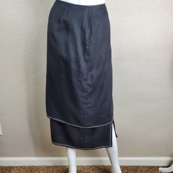J. Jill Lagenlook Wrap Linen Midi Layered Skirt - Picture 8 of 10